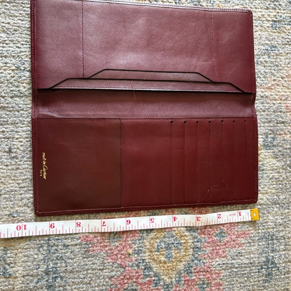 💯 CARTIER Burgundy Leather Wallet - Picture 13 of 14